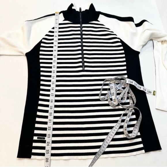 Y2K LRL Ralph Lauren Cotton Half Zip
Black White Stripe Sweater Size XL Preppy - Picture 13 of 13